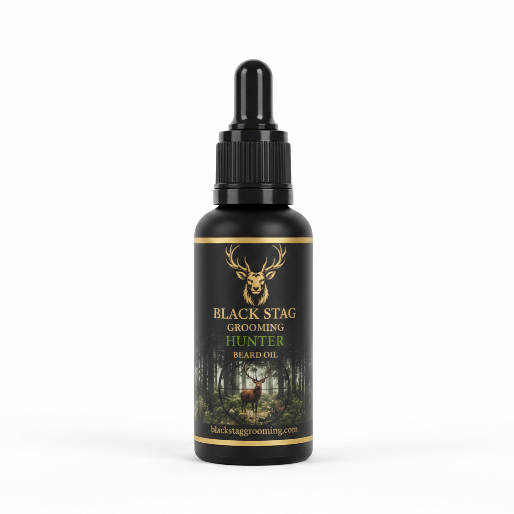 Black Stag Hunter Beard Oil on white background