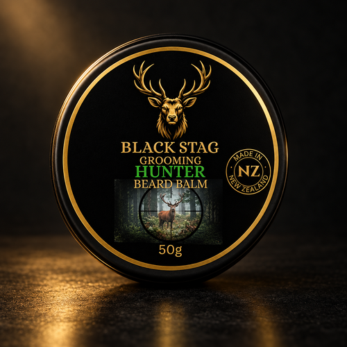 Hunter Beard Balm labelled studio product photo